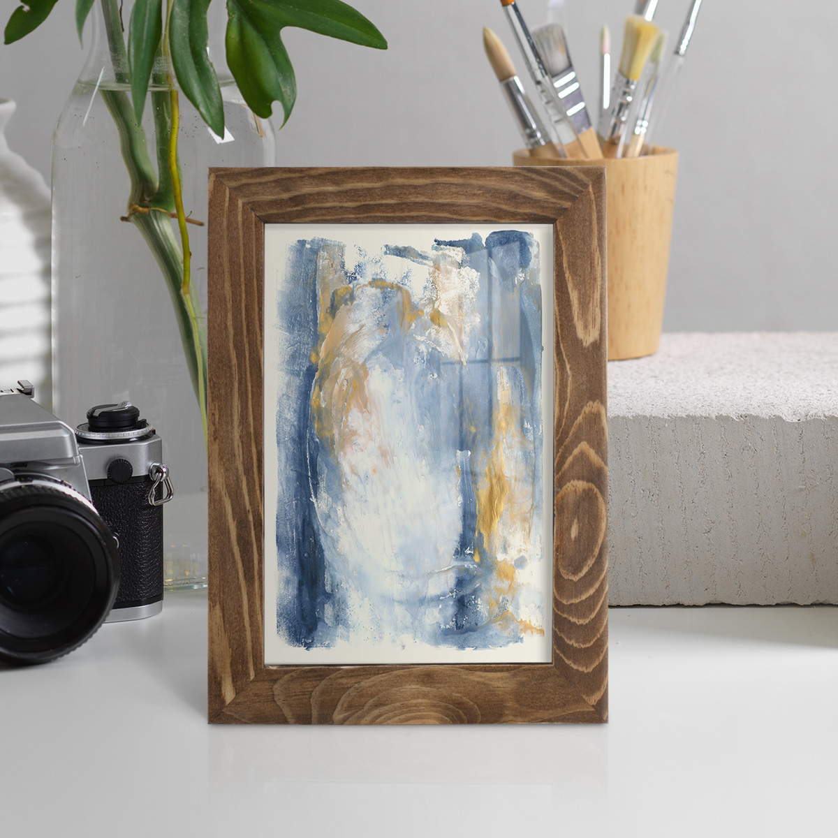 Circles & Dream I - Framed Print w/glass - Walnut