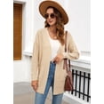 thumbnail image 6 of Women'S Casual Solid Color Long Placket Sweater Soft Knit Oversized Cardigan for Women Jacket Cream White S, 6 of 9