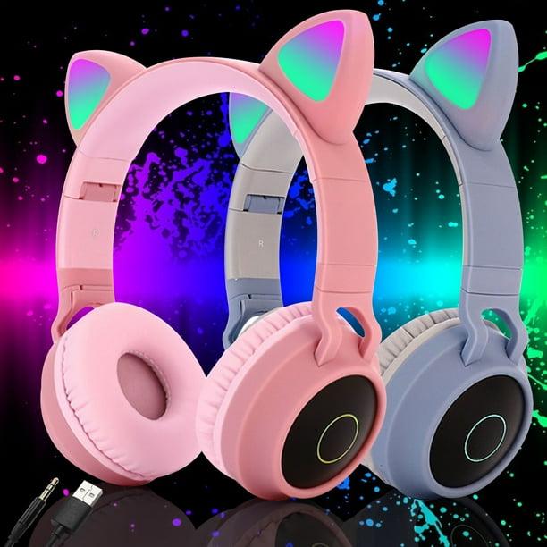 Bluetooth 5.0 Cat Ear Headphones Foldable OnEar Stereo Wireless