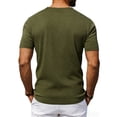 thumbnail image 4 of Yifymode Men's U Neck Short Sleeve Shirt, Tie Detail Pocket Design Casual Sports Style Top Army Green L, 4 of 6