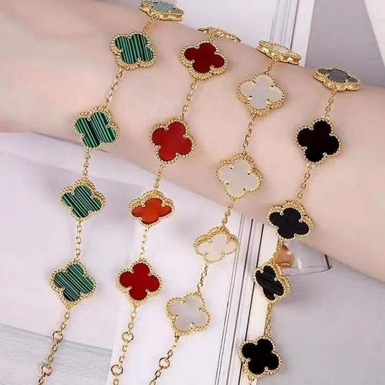 WEIXIANGYU Four-Leaf Clover Five-Flower Bracelet Female Clover Peacock  White Fritillary 18k Rose Gold Bracelet Fashion Black Clover : :  Clothing, Shoes & Accessories