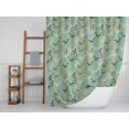 thumbnail image 4 of S4Sassy Green Cats Geometric Decorative Waterproof Printed Shower Curtain Roller Hooks Drapes-60 x 75 Inch, 4 of 6