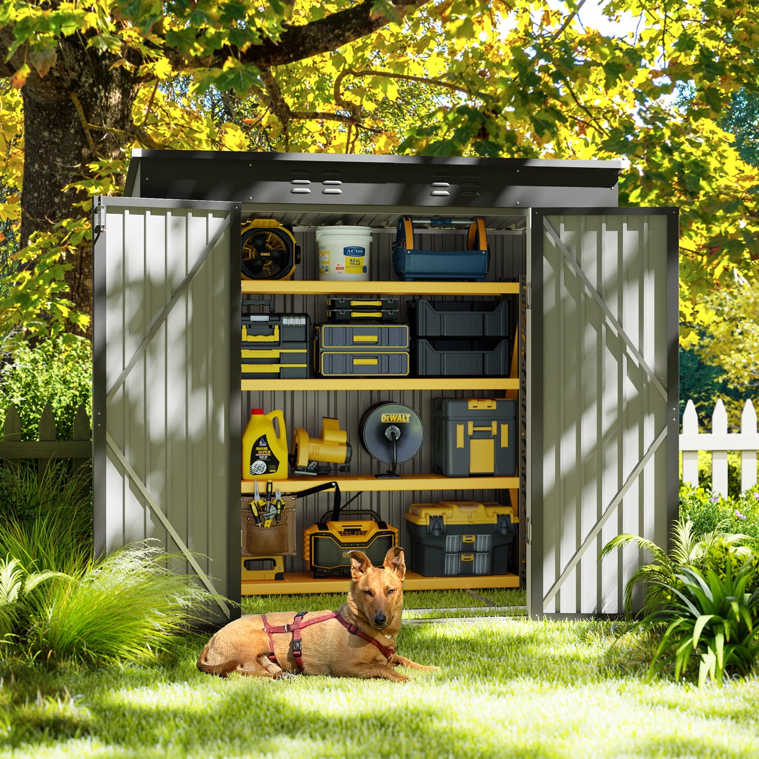 Asofer 6x4 FT Alloy Steel Outdoor Storage Shed, Single Dark Gray All-Weather Metal Utility Tool Shed with Lockable Door, Heavy Duty Outdoor Organizer Shed for Backyard Patio Garden Lawn, Dark Gray