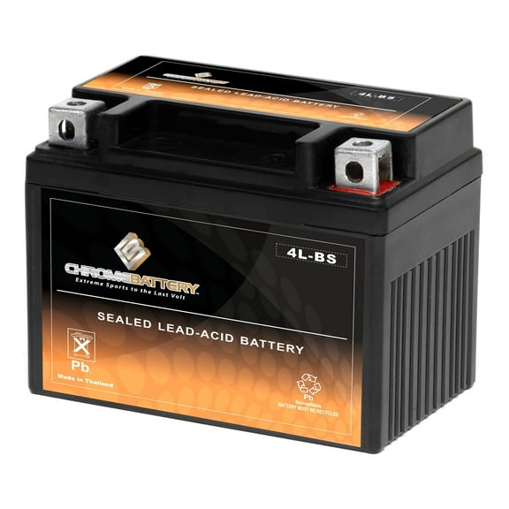 Chrome Battery YTX4L-BS (4L-BS 12 Volt,3 Ah, 50 CCA) High Performance - Maintenance Free - Sealed AGM Motorcycle