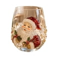 thumbnail image 2 of 3D Christmas Glass Art Cup, Christmas Decorative Glass Cup with Raised Tree Stocking Reindeer Snowman Wreath Santa Design, Stemless Holiday Glass for Coffee Juice Cocktails and Décor, 2 of 6