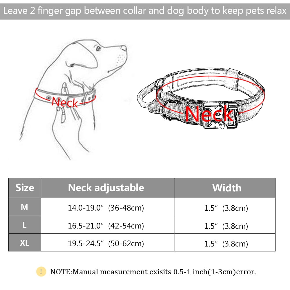 DABEI Military-Grade Tactical Dog Collar with Handle - Heavy Duty Collar for Medium and Large Dogs - Provides Ultimate Control and Comfort