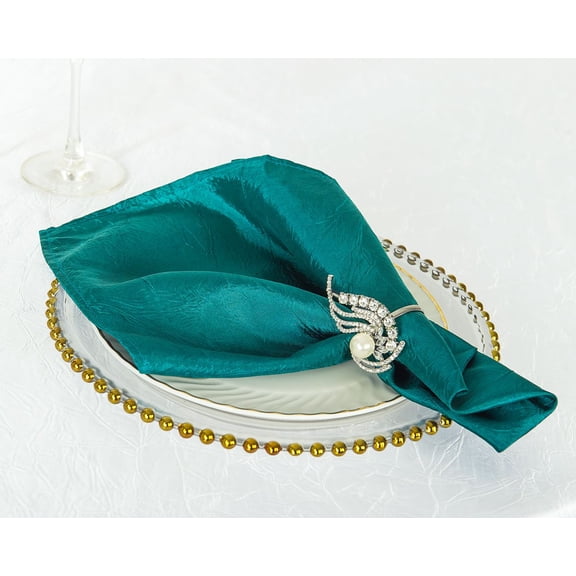 Wedding Linens Inc. (10pcs) 20"x 20" Crushed Crinkle Taffeta Napkins -Oasis