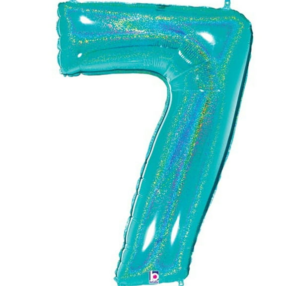 Megaloon Holographic Robin's Egg Blue Number 7 Balloon 40"