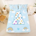 thumbnail image 5 of jejeloiu Rainbow Cloud Monogram A Full Size Sheets For Kids,Colorful Heart Stars Initial Bed Sheets For Girls,4pcs, 5 of 6