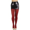thumbnail image 5 of ToBeInStyle Women's Nylon Horizontal Striped Opaque Tights - Black/Red - One Size, 5 of 5