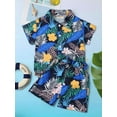 thumbnail image 4 of vastwit Little Kids Boys Hawaiian Outfits Floral Print Shirt Short Sleeve Top And Shorts Set Blue 90/M, 4 of 7