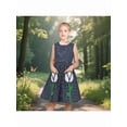 thumbnail image 2 of Sunny Fashion Girls Dress Cotton Dark Blue Polka Dot Floral Pocket Sleeveless Outdoor School Sundress 5 Years, 2 of 8