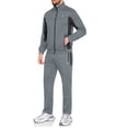 thumbnail image 2 of Little Donkey Andy Men's 2 Piece Full Zip Tracksuit Set, 4 Way Stretch Breathable Athletic Outfit with Reflective Details & Zipper Pockets, for Gym Running Outdoor, Dark Gray L, 2 of 9