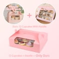 thumbnail image 5 of 30 Pcs Cupcake Boxes, 12 Count Muffin Boxes with Handle, Window and Inserts, Pink Cupcake Holders Bakery Carrier Boxes for Cookies Treats Dessert, 5 of 8