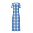thumbnail image 3 of PuLe 【New】 Summer Short Sleeve Dress Women Summer Maxi Dress Casual Long Boho Beach Sundresses Casual Crewneck Short Sleeve Ankle Length Dress, 3 of 4