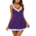 thumbnail image 3 of Avidlove Lingerie Lace Sleepwear for Women Chemises V-Neck Nightgown Full Slips Nightwear Purple, 3 of 6