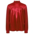 thumbnail image 3 of vastwit Kids Boys Praise Dance Shirt Satin Pullover Top Long Sleeve Church Liturgical Worship Dancewear Red 12, 3 of 7