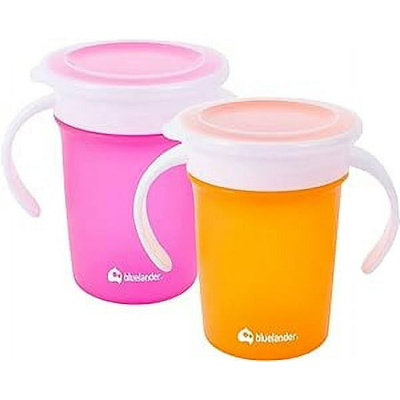 Set de Dos Vasos Entrenadores Bluelander para Bebé Naranja y Rosa