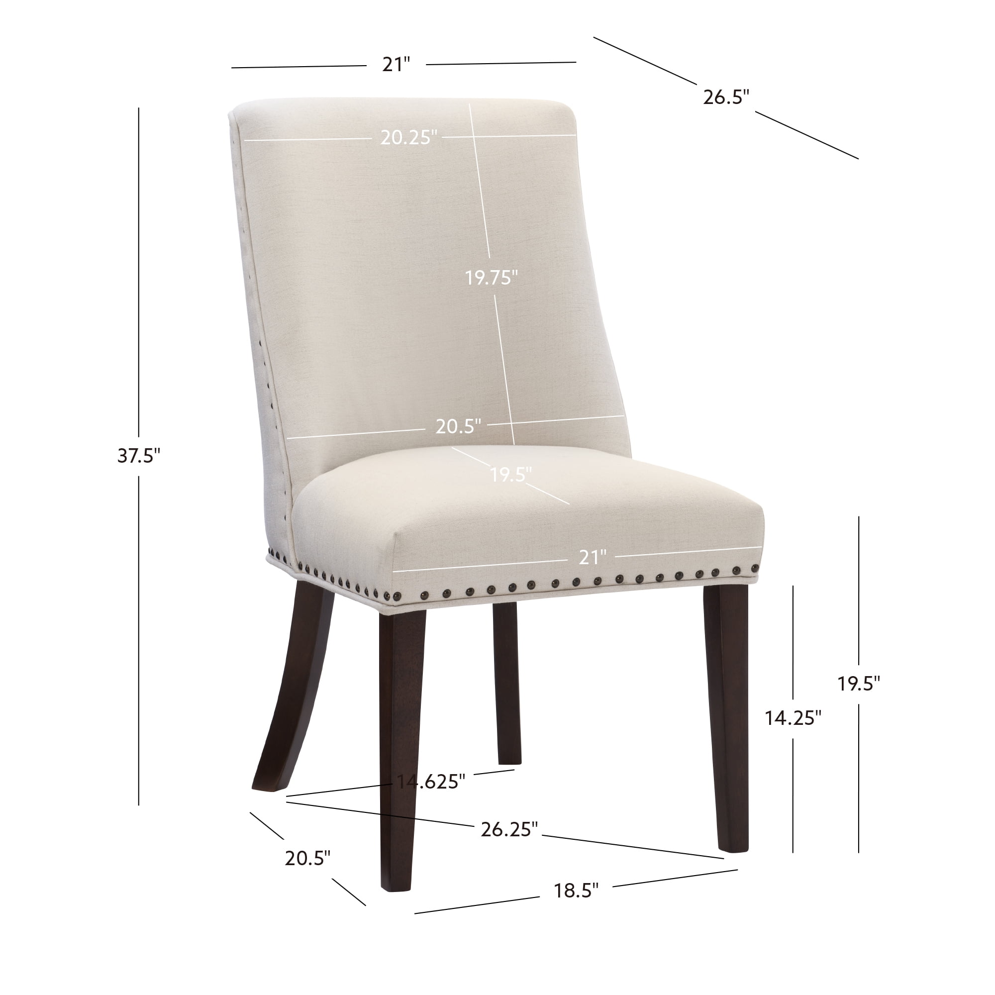 Powell Augusta Upholstered Dining Chair, Set of 2, Espresso and Natural