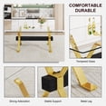 thumbnail image 4 of Dining table. Modern tempered glass dining table. Large modern office desk with gold plated metal legs and gray MDF crossbars, suitable for both home and office use. Kitchen. 71 ''x35.4''x30 '' 1105, 4 of 23