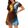 thumbnail image 1 of Disketp Red And Blue Fire Skull Warrior para Camisón Corto de Manga Corta para Mujeres, Camisón Cómodo con Escote Redondo, Bonito y Confortable, 1 of 6