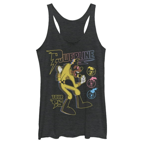 Women's A Goofy Movie Powerline Tour '95 Racerback Tank Top Black Heather Large