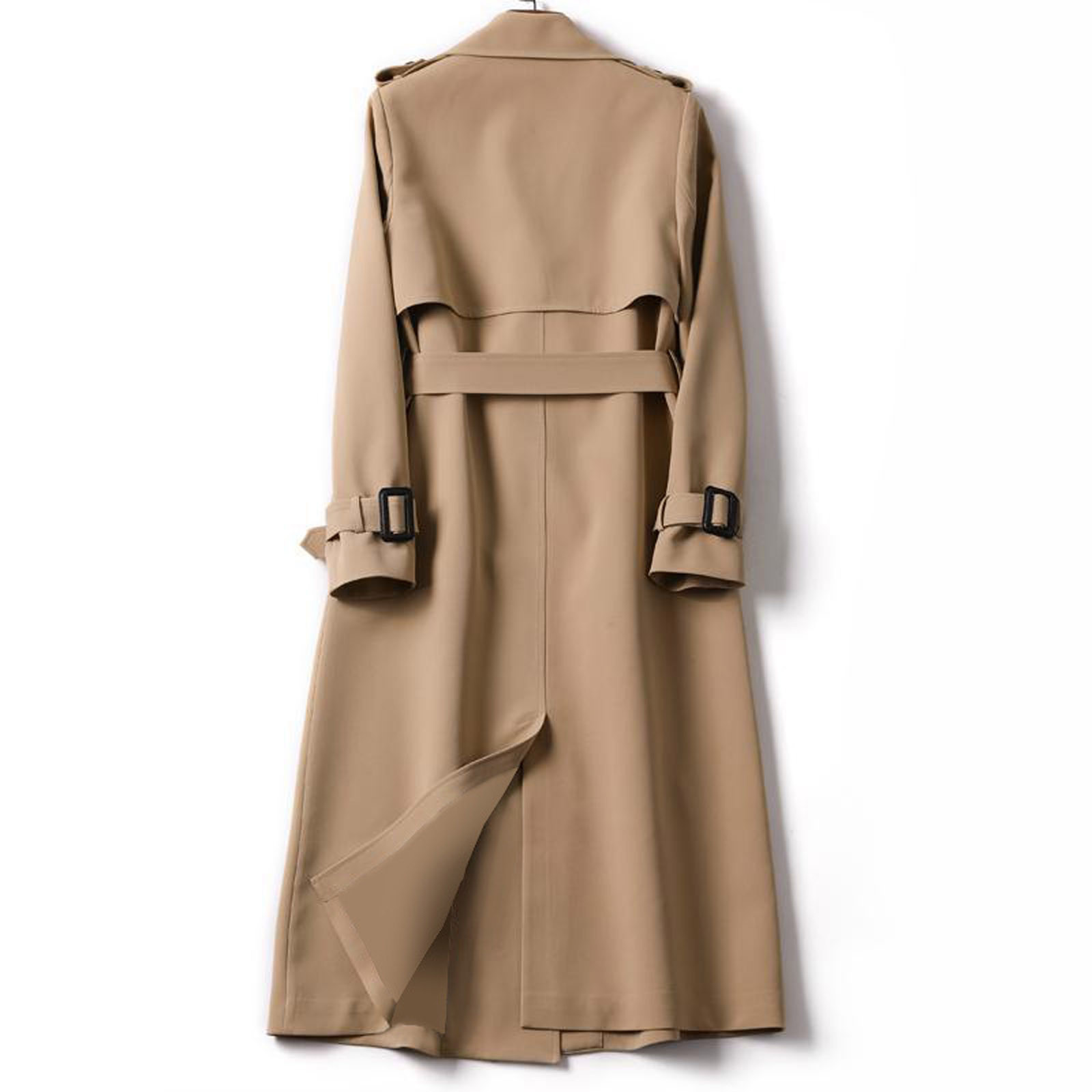 Mnycxen Women Overcoat Solid Slim Fit Coat Jacket Long Outerwear Windbreaker Trench - image 3 of 6