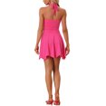 thumbnail image 3 of Unique Bargains Robe Patineuse Mini Sans Manches à Col en V Profond pour Femmes Rose Rouge S, 3 of 6