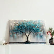 Textured Abstract Wall Pictures Artwork Wall Decor For Living Room Framed Canvas Wall Art For Bedroom Office Decor Blue Tree Paintings Panoramic Landscape Prints Home Decor Ready to Hang