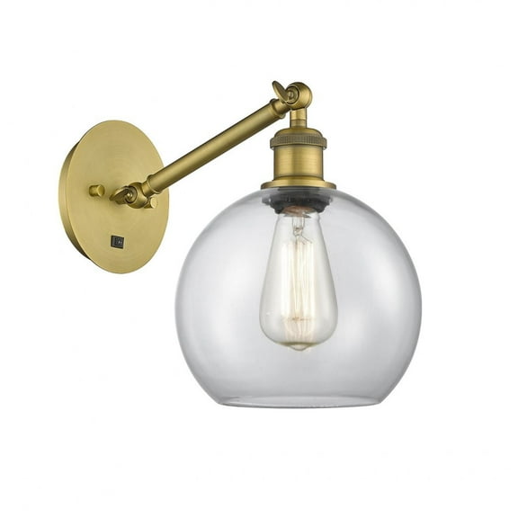 317-1W-BB-G122-8-LED-Innovations Lighting-Athens - 1 Light Wall Sconce In Industrial Style-12.38 Inches Tall and 8 Inches Wide Brushed Brass Clear
