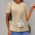 thumbnail image 6 of Cute Chick Print Women's Short Sleeve T-Shirt Crew Neck Casual Summer Trendy Loose Fit Tops, 6 of 6