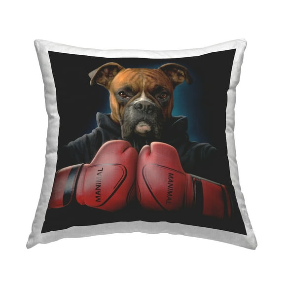 Stupell Industries Boxing Gloves Dog Decorative Printed Throw Pillow, 18 x 18