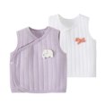 thumbnail image 2 of Xdegoge 2-Pack Baby Side Snap Sleeveless Vests V-Neck Quilted Cotton Waistcoats Warm Winter Layering Tops with Cute Embroidery, 9-12M, 2 of 6