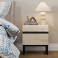 thumbnail image 2 of WAMPAT Modern Bedside Table for bedroom, Nightstand with 2 Drawers and Black Square Iron Leg, Wood Rustic Side End Table for living Room, 2 of 7