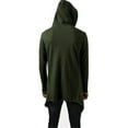 thumbnail image 5 of QHFBli Slim Fit Mens Trench Coat Men's Long Hooded Cardigan Shawl Lightweight Open Front Drape Cape Overcoat Green XXL, 5 of 6