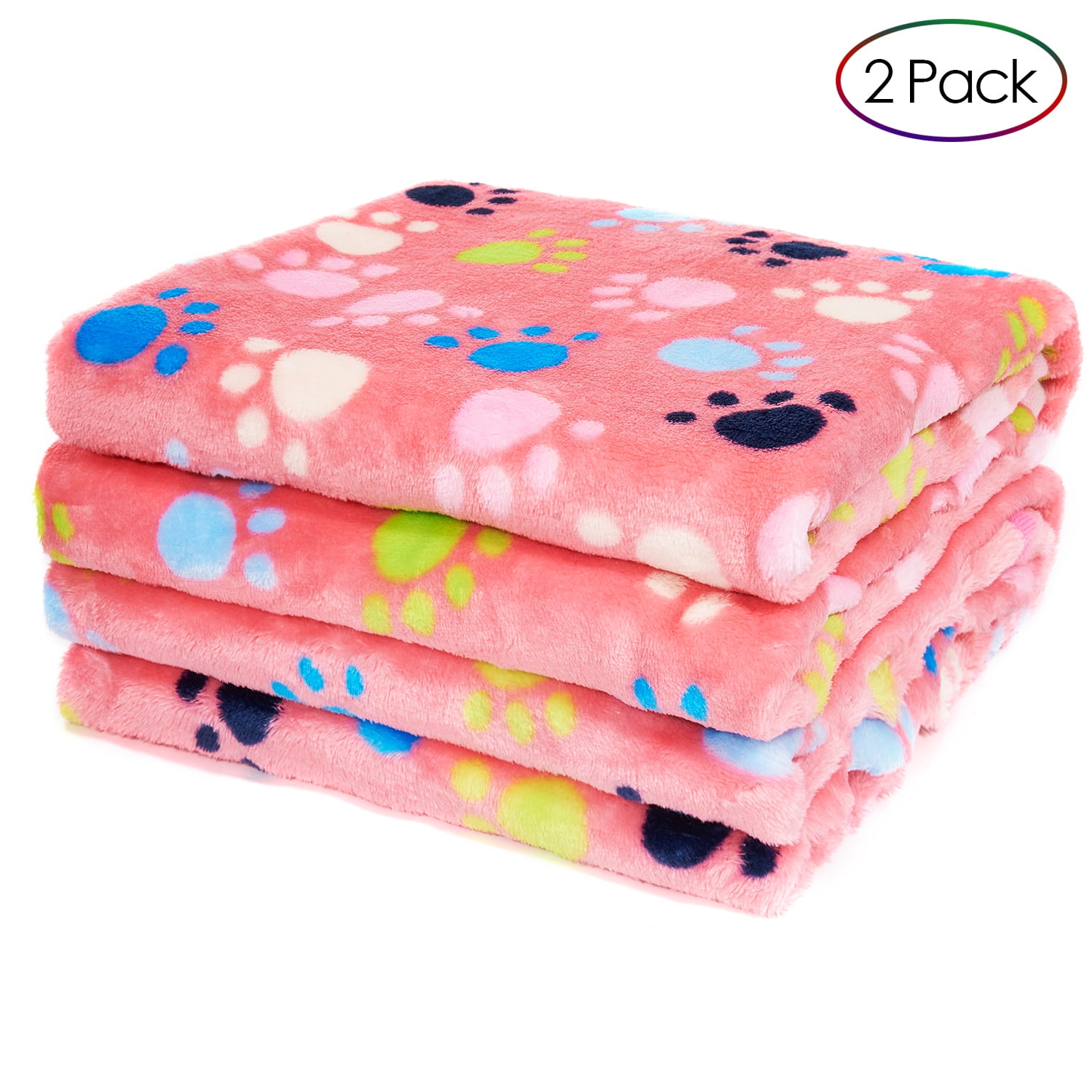 LUXMO 2 Pack Pet Blankets, Premium Flannel Fleece Dog Cat Puppy Kitten
