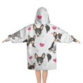 thumbnail image 2 of Dog Pattern with Hearts Blanket Hoodies for Kids 6-13YR Oversize Wearable Blanket Hoodies for Boys Girls Teens, 2 of 7