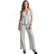 thumbnail image 1 of Conjunto para Mujer 2 Piezas Blusa Halter Escote Profundo y Pantalón Recto Rayado, 1 of 5