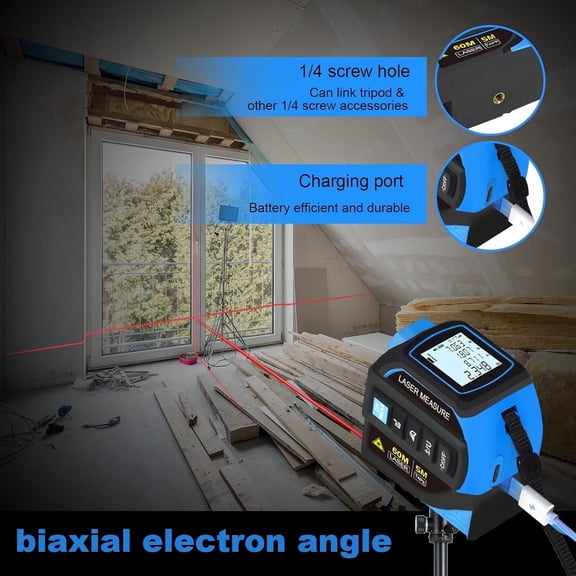 4-in-1 Laser Tape Measure, 135-foot laser measurement & 16-foot manual measurement, digital rangefinder with laser crosshairs, featuring distance/area/Pythagorean theorem/volume measurement functions