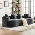 thumbnail image 3 of Timbernest 110" Chenille Cloud Couch, Curved Sectional Sofa Boneless Floor Sofa for Living Room, Black, 3 of 6