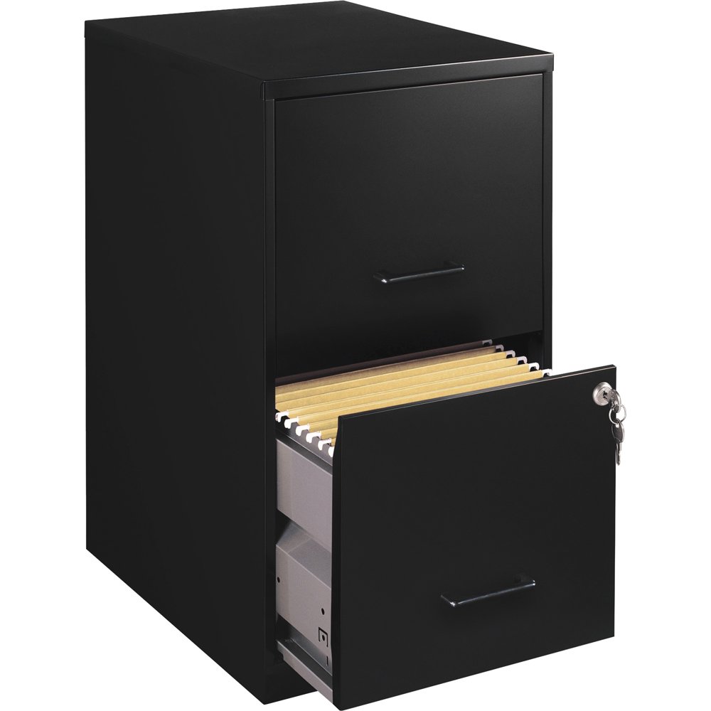 Lorell 2 Drawers Vertical Steel Lockable Filing Black