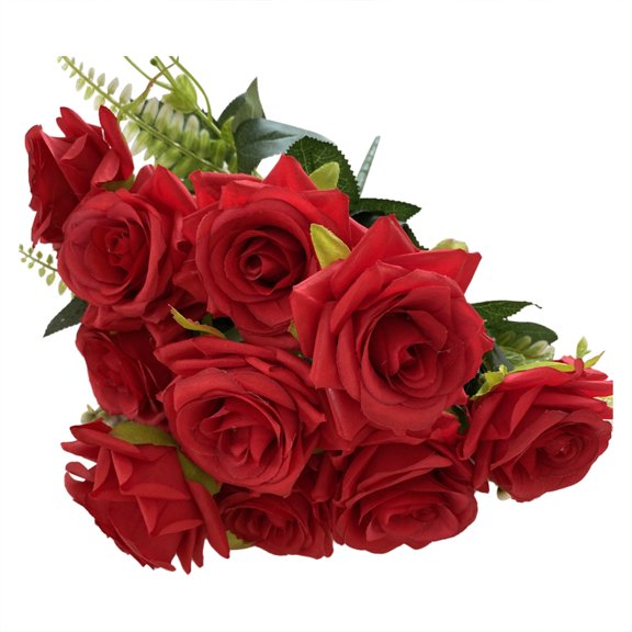 12PCS Fake Roses Artificial Flowers Red Roses with Long Stems Realistic Faux Silk Rose Bouquets for Wedding Bridal Shower Centerpieces Floral Arrangements Party Valentine's Day Gift