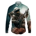 thumbnail image 4 of Camisetas con estampado 3D de astronauta espacial para hombre, camisetas casuales de manga larga con botones, ropa de calle, blusa de gran tamaño para hombre, 4 of 5
