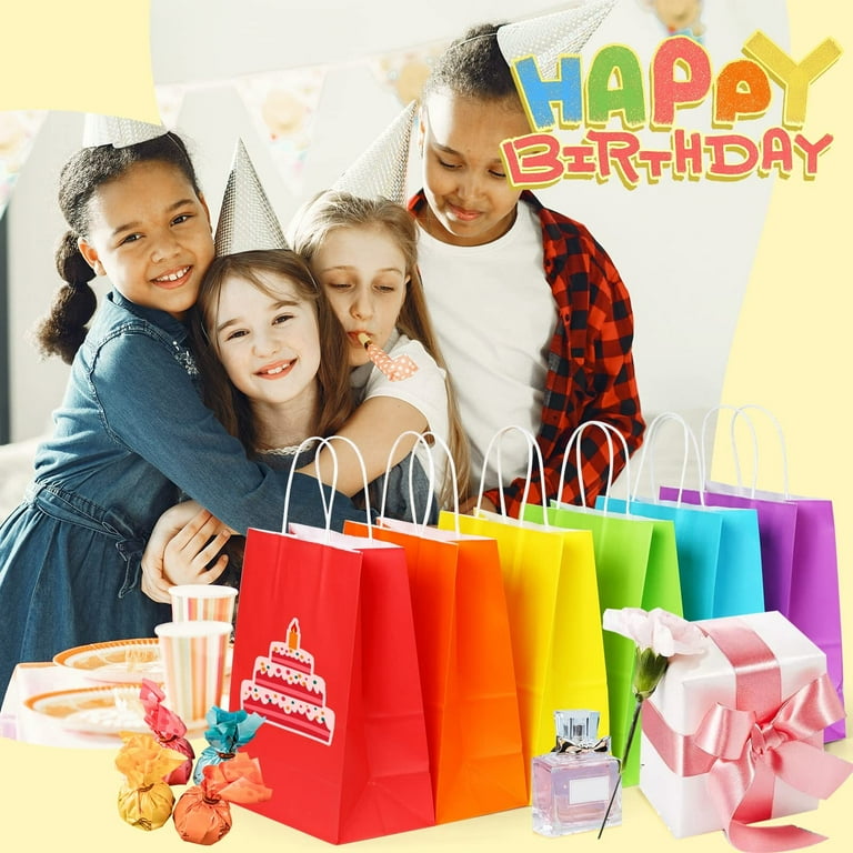 BagDream 48 Pcs Multi Colored Kraft Paper Party Favor Bags Small Gift Bags with Handles 6 Colors 5.25x3.75x8 inches Walmart