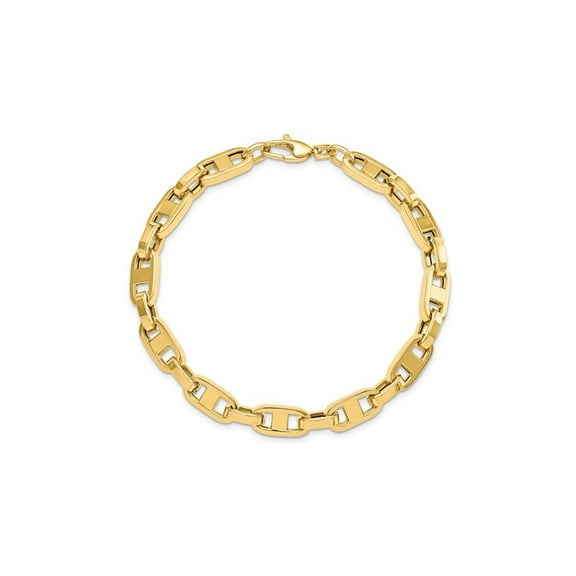 Gem & Harmony 14K Yellow Gold Mens Link Bracelet 8.5 inches (6.0mm) for Men
