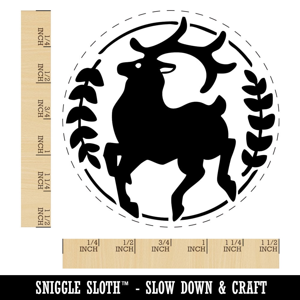 Regal Elk Wapiti Deer Emblem Reindeer Self-Inking Rubber Stamp Ink Stamper for Stamping Crafting Planners - Blue Ink - Large 1-1/2 Inch