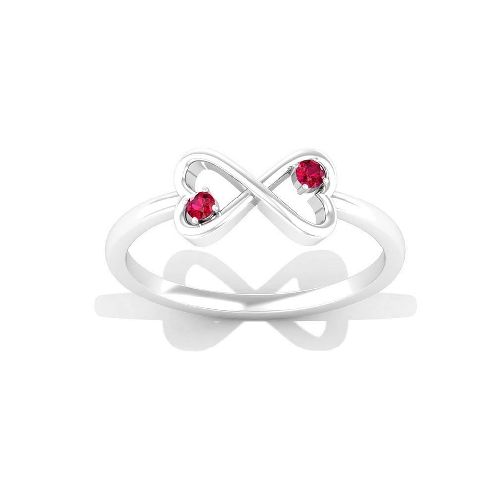 Lab-Created Ruby Infinity Heart Promise Ring 14K Rose Gold Over Sterling Silver 