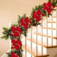 thumbnail image 5 of 20cm Red Velvet Gold Dust Christmas Floral Picks Artificial Poinsettia Stems for Tree Wreath Garland Home Decor, 5 of 9
