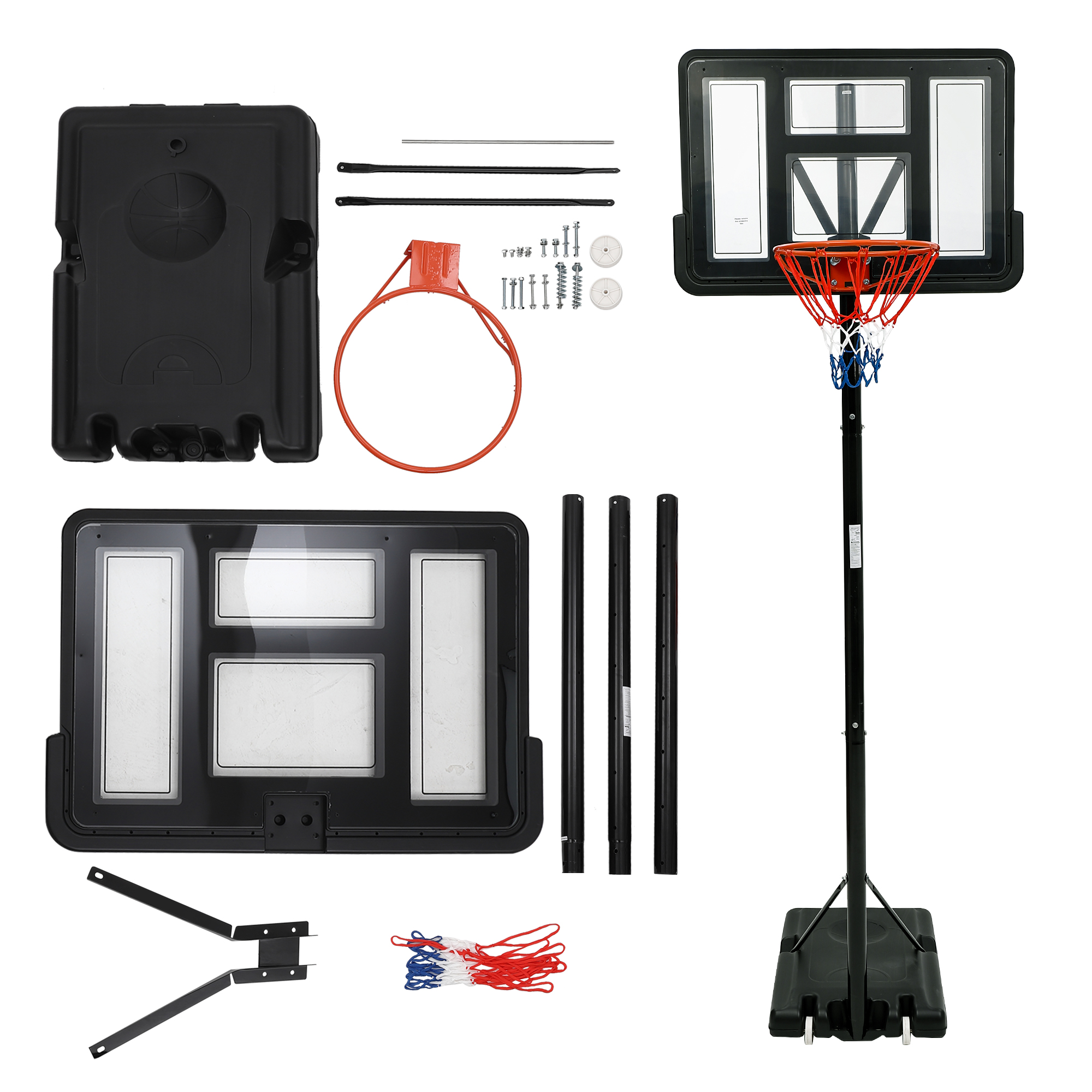 Basketball Hoop Outdoor  5.2-10FT, 44Inch Outdoor Basketball Hoop with Stable Larger Base and Portable Wheels for Youth, and Adults