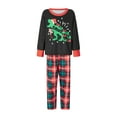thumbnail image 2 of Michellecmm Family Matching Christmas Pajamas, LetterDinosaur Print Long-Sleeved Round Neck Tops + Plaid Pattern Trousers Sleepwear, 2 of 10